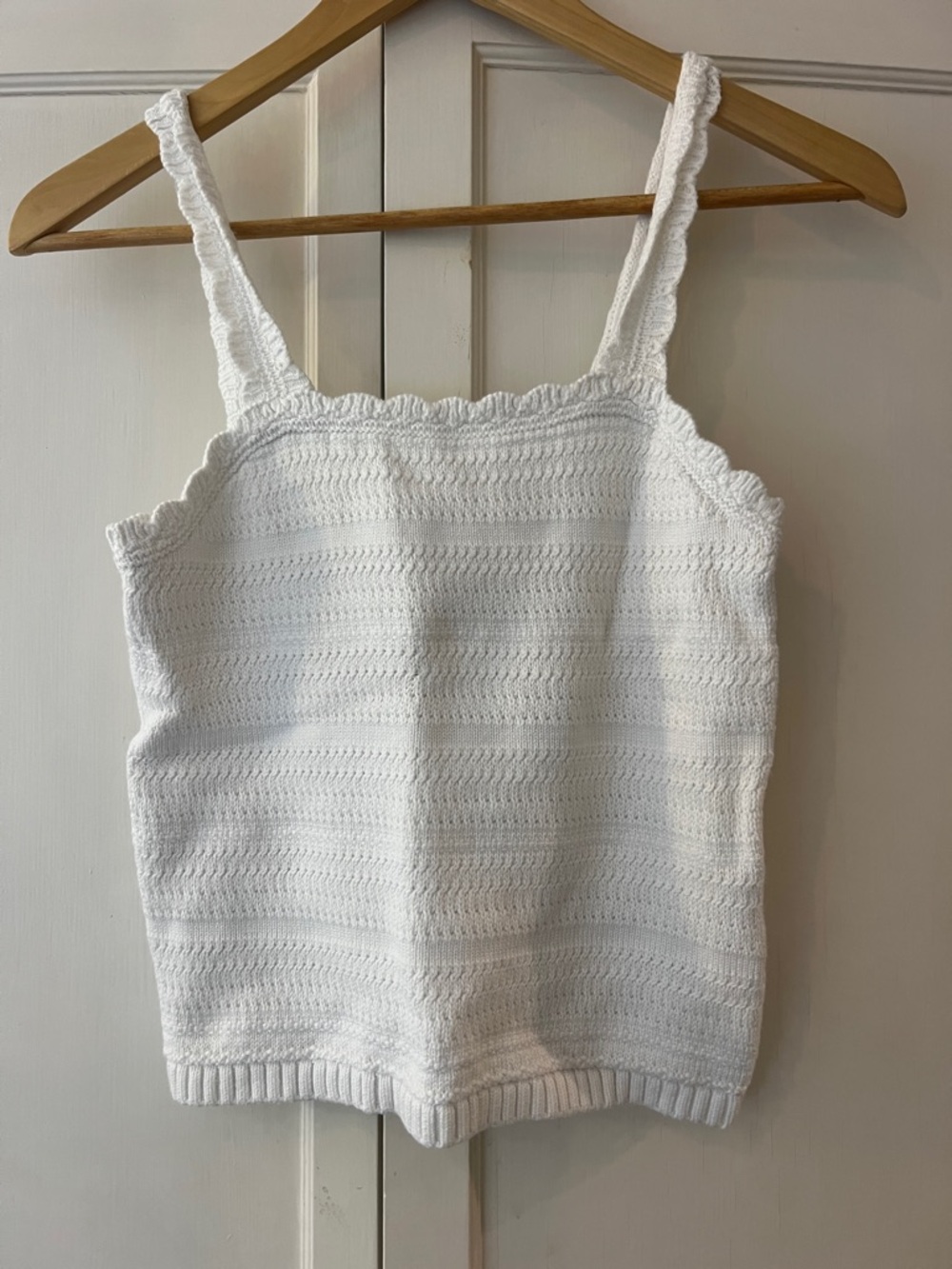 Abercrombie Kids White Knit Tank Top with Scalloped Edge